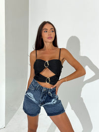 Къси дънки Chic Navy Blue