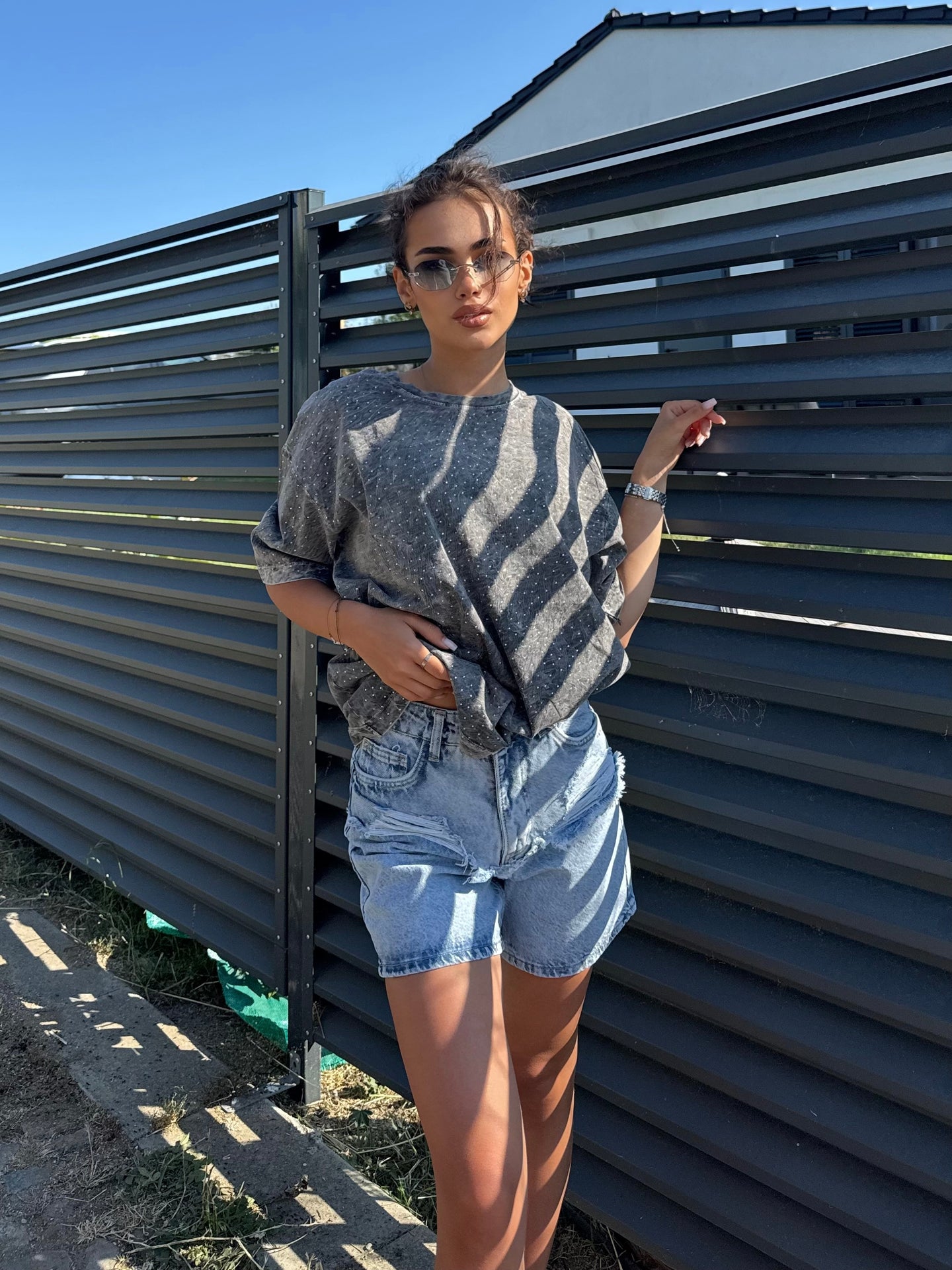 Къси дънки Chic Ice Blue
