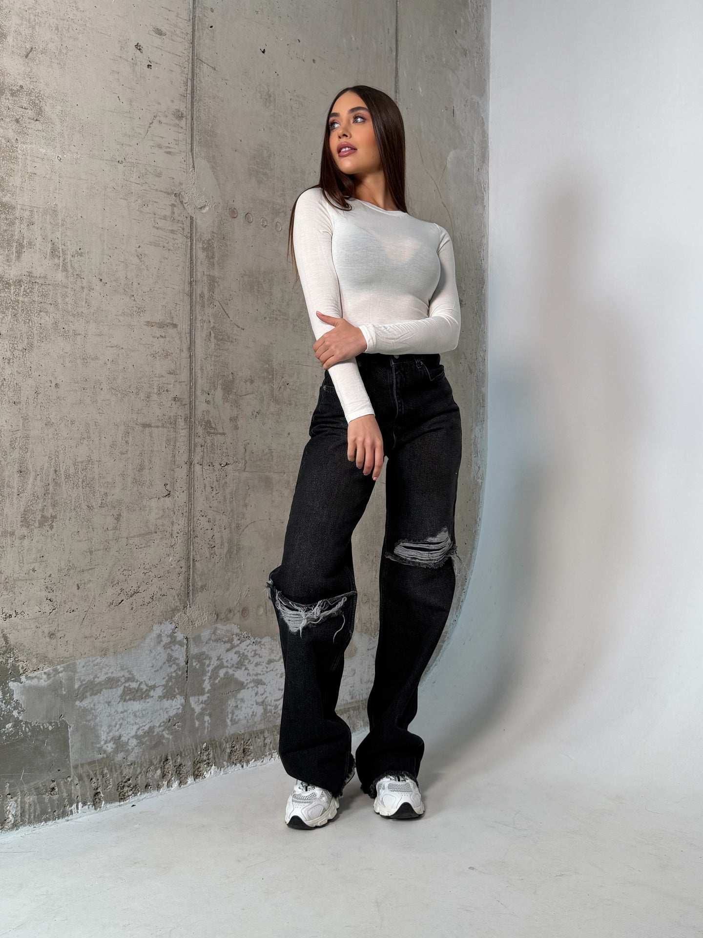 Дънки Distressed Washed Black