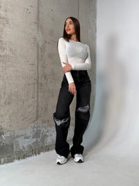 Дънки Distressed Washed Black