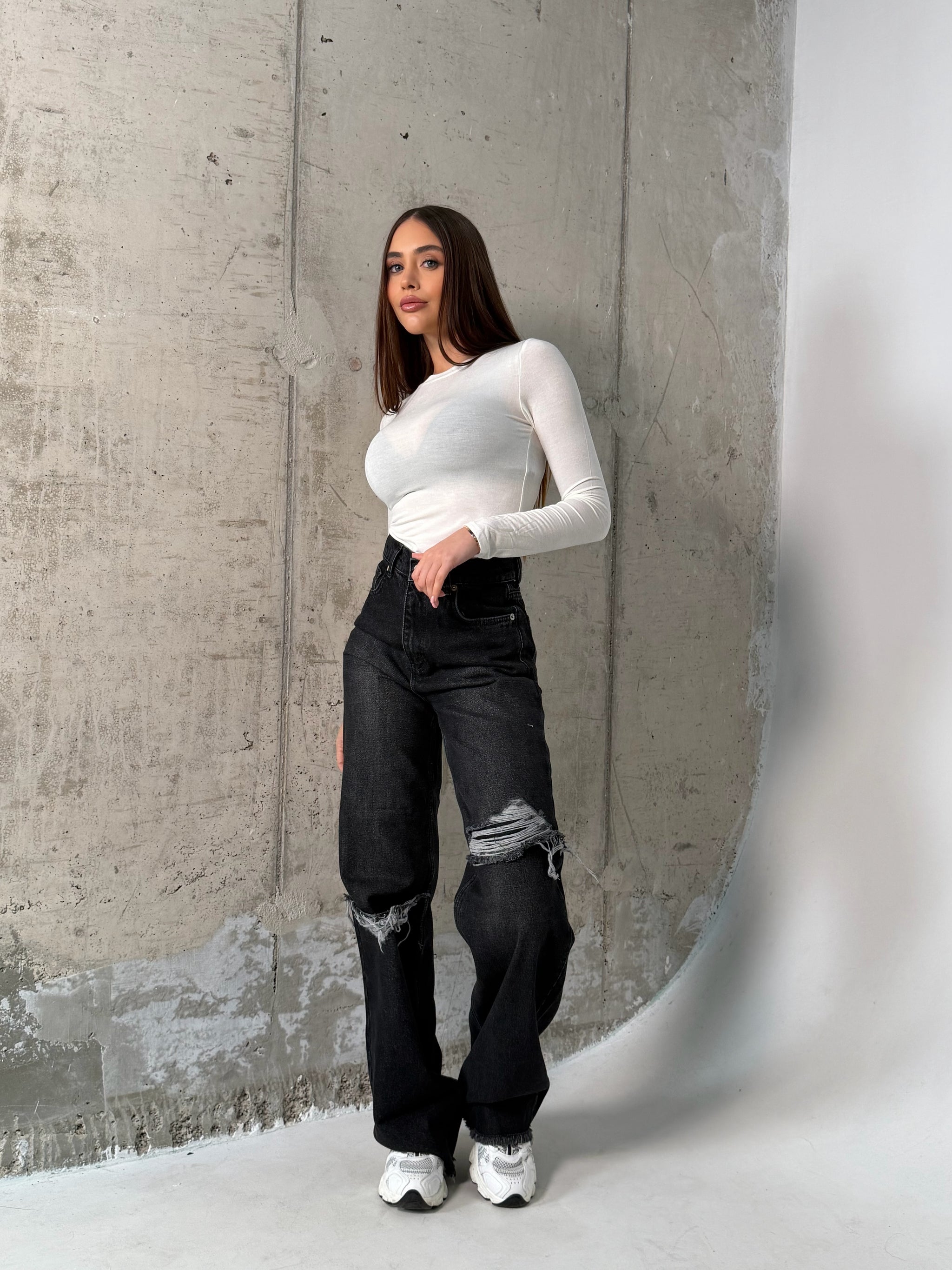 Дънки Distressed Washed Black