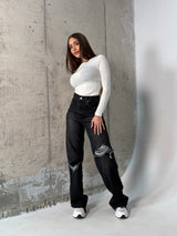 Дънки Distressed Washed Black